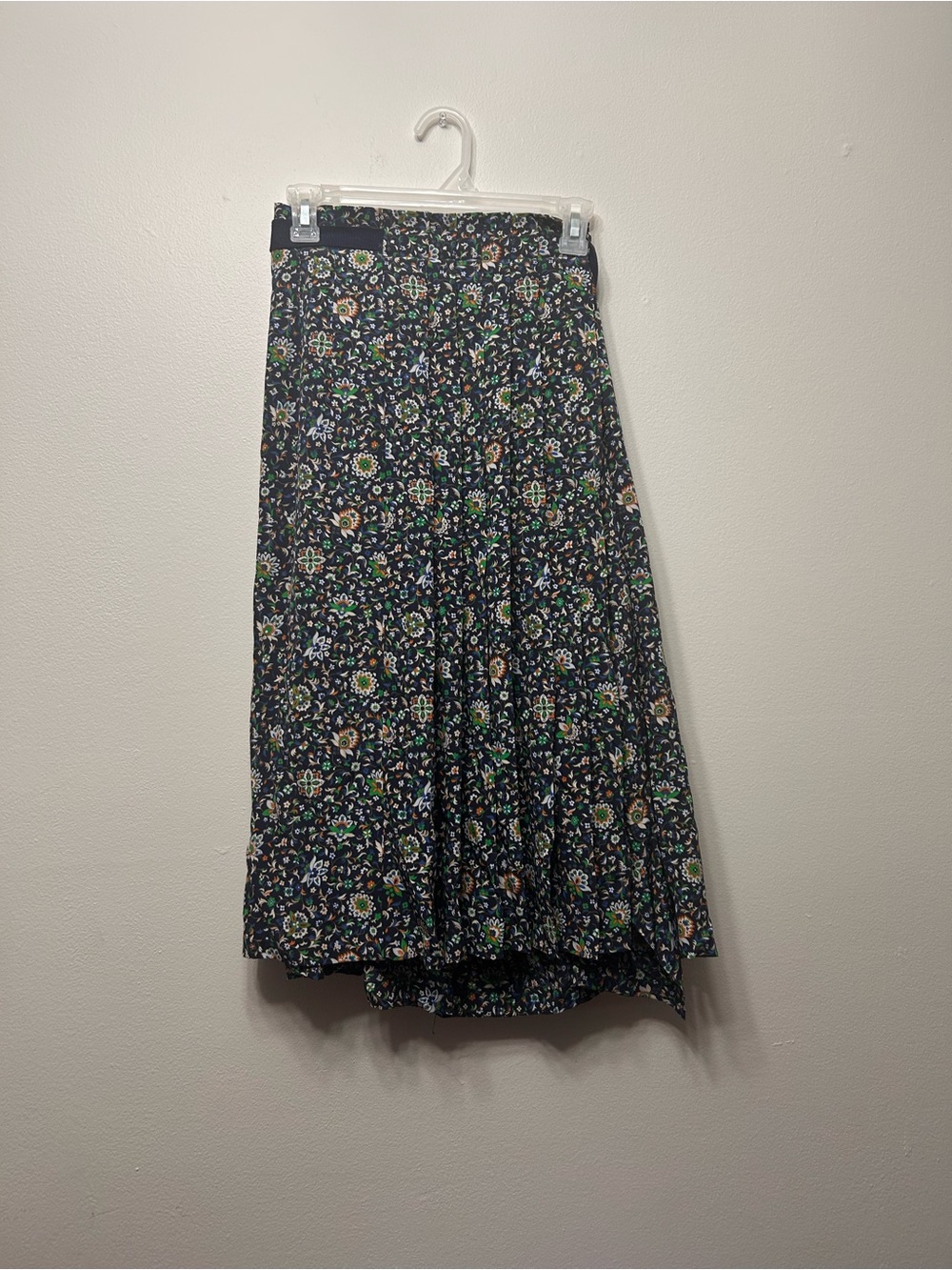 Tory Burch Black Maxi Skirt with Green and Blue Floral Print